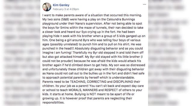 Ms Ganley shared the post to a Sunshine Coast Facebook page on Saturday. Source: Facebook/Sunshine Coast Community Board