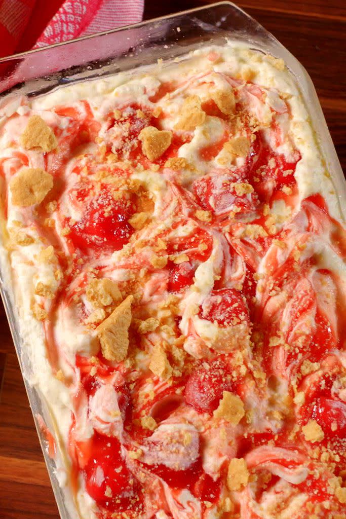 <p>Even better than cherry pie a la mode!</p><p>Get the recipe from <a href="https://www.delish.com/cooking/recipe-ideas/recipes/a52832/cherry-cheesecake-ice-cream-recipe/" rel="nofollow noopener" target="_blank" data-ylk="slk:Delish;elm:context_link;itc:0;sec:content-canvas" class="link ">Delish</a>. </p>