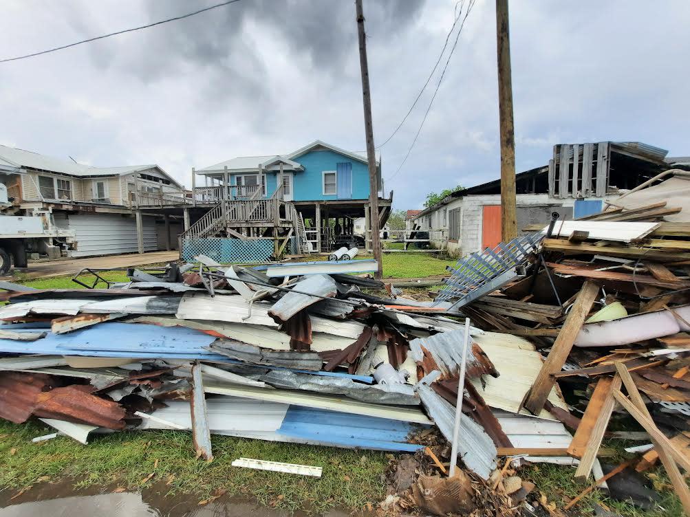 Damaged homes in Chauvin, Louisiana, after Hurricane Ida