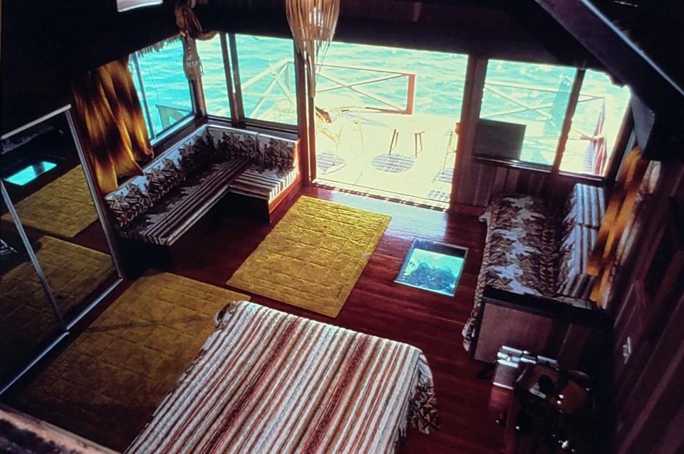 A view of one of the first overwater bungalows at a Bali Hai hotel.