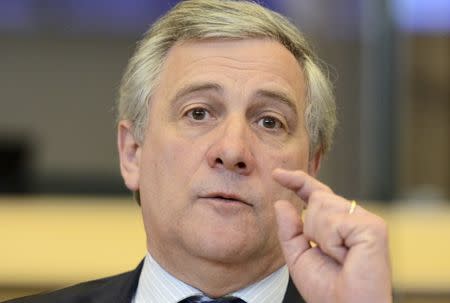 Vice President of the European Commission Antonio Tajani meets EU officials to discuss plans to close ArcelorMittal plants at the EU Commission in Brussels February 12, 2013. REUTERS/Laurent Dubrule