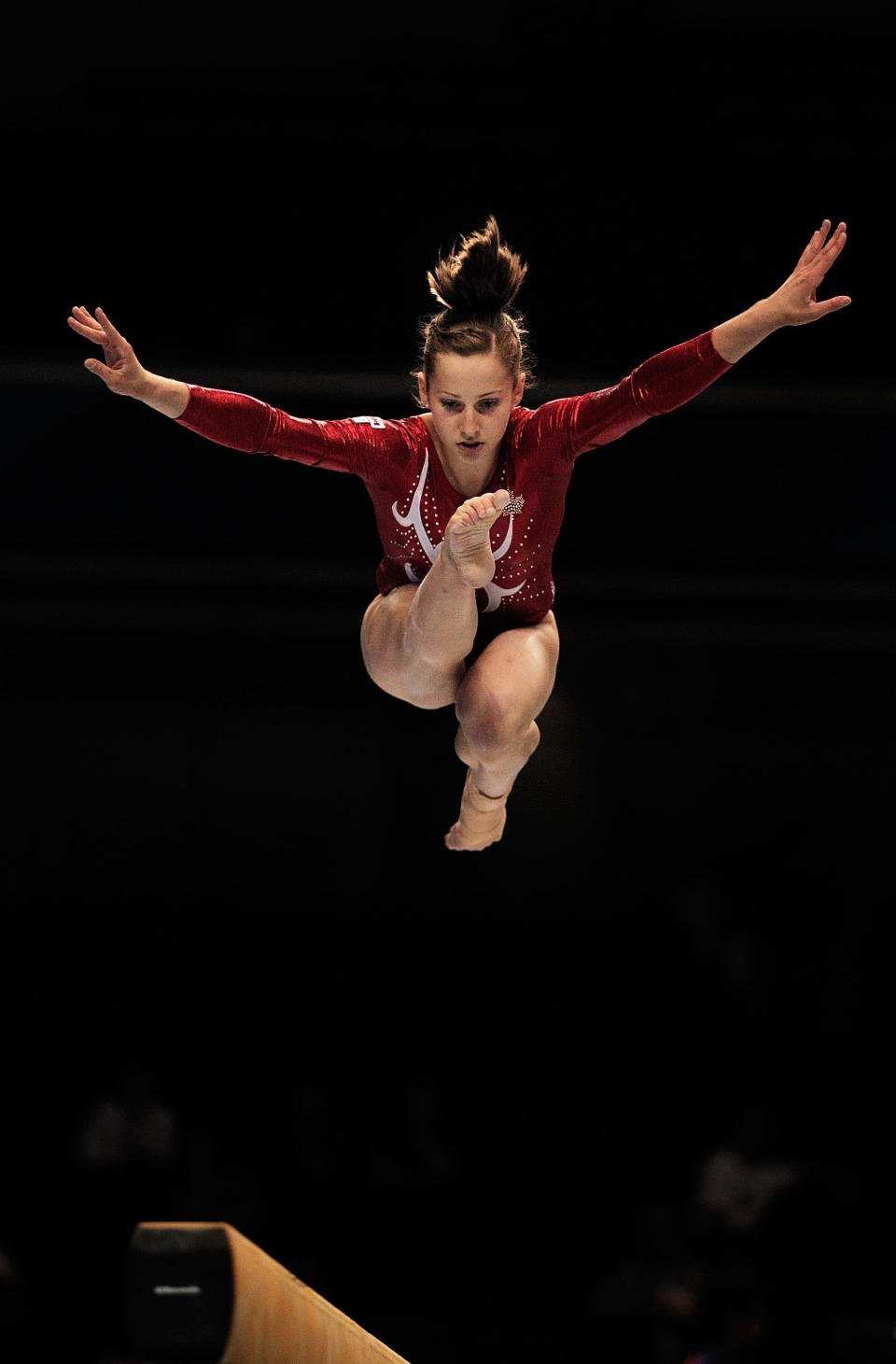 Canada's 17-year-old Dominique Pegg performs on the Beam aparatus in the Women's Qualification during the day one of the Artistic Gymnastics World Championships Tokyo 2011 at Tokyo Metropolitan Gymnasium on October 7, 2011 in Tokyo, Japan. (Adam Pretty/Getty Images)