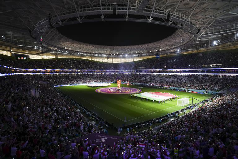 Fans assemble inside Al Thumama stadium before the USA vs Iran soccer match at the 2022 World Cup in Doha, Qatar on Nov. 29, 2022. (Erin Schaff/The New York Times)