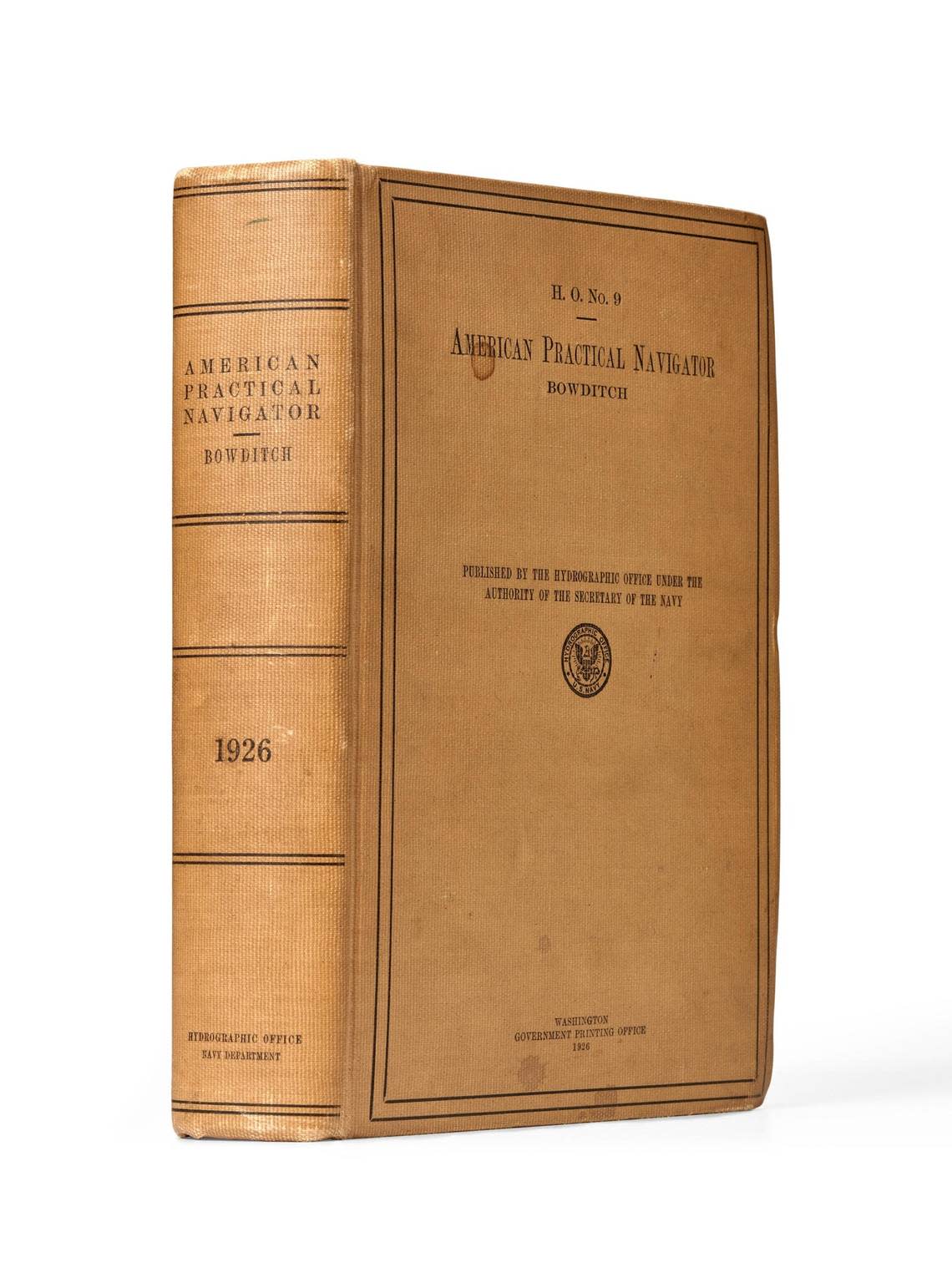 A copy of “The American Practical Navigator” by Nathaniel Bowditch, an encyclopedia of navigation, with annotations and notes by Amelia Earhart, will be auctioned. It has an estimated value of $10,000 to $15,000, making it one of the priciest items. Courtesy Bonhams