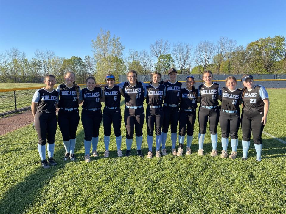 Midlakes' softball team is off to a 12-3 start. The Screaming Eagles lost at Pittsford Sutherland 7-6 on Thursday, May 2, 2024.