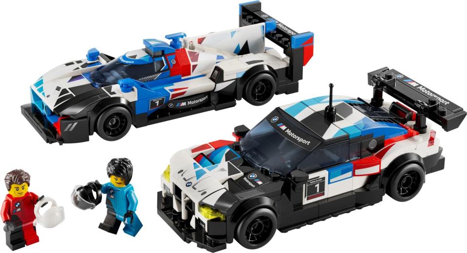 2024 bmw m4 gt3 and m8 hybrid race cars lego speed champions set