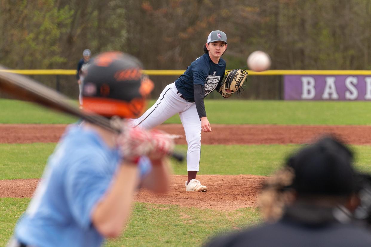 South River's Brendan Lell pitches against East Brunswick Magnet in a baseball game on April 19, 2024