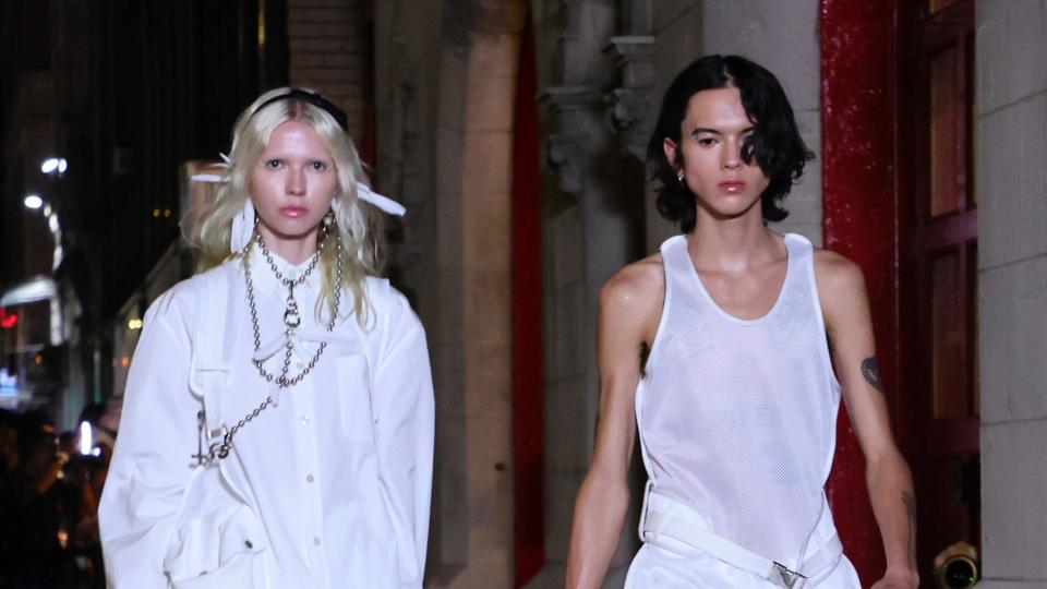 new york, new york september 10 models walk during a showing of private policy at the firehouse, engine 31 building on september 10, 2022 in new york city photo by theo wargogetty images for nyfw the shows