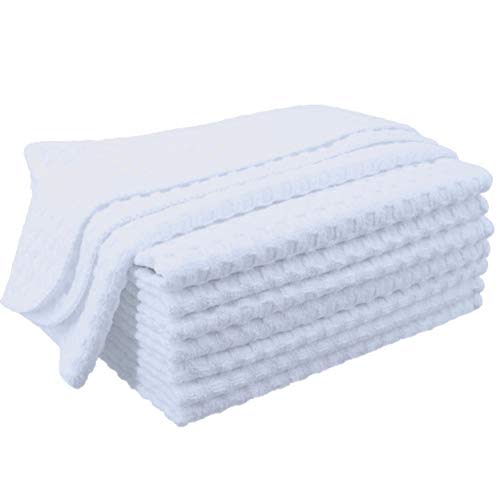 Polyte Ultra Premium Microfibre Kitchen Dish Cloth Waffle Weave, 8 Pack (30x30 Cm, White)