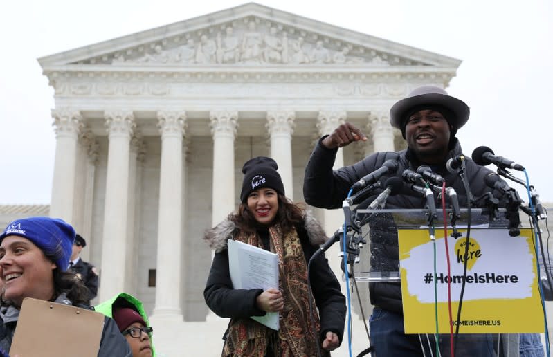 Ivory Coast actor Bamba speaks outside the U.S. Supreme Court during oral arguments in Trump administration’s bid to end the DACA program in Washington