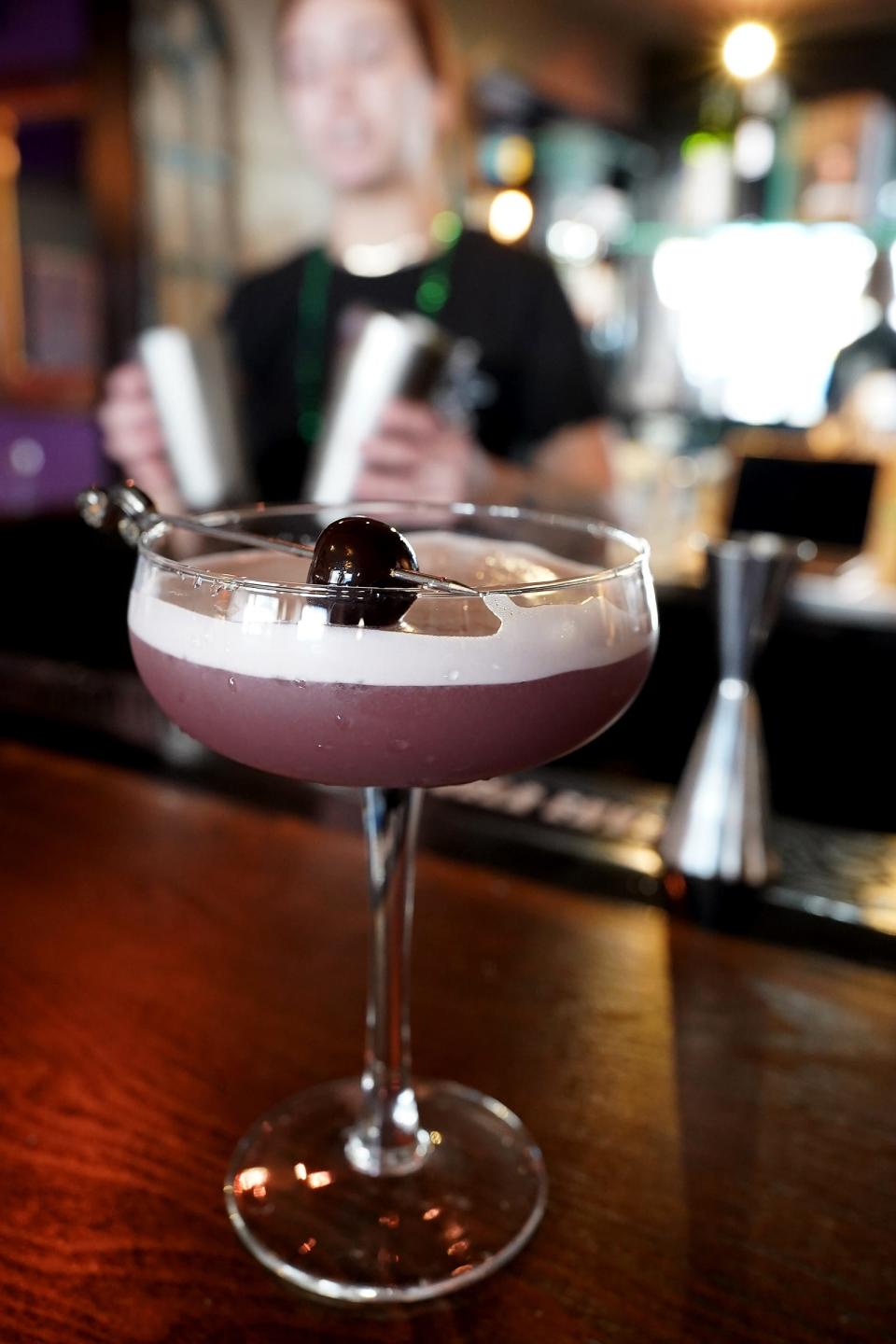 Bartender Veronica Kallas prepares a Grepe Demise at Crawdaddy's Creole Kitchen in Pleasantville on Thursday, November 2023.