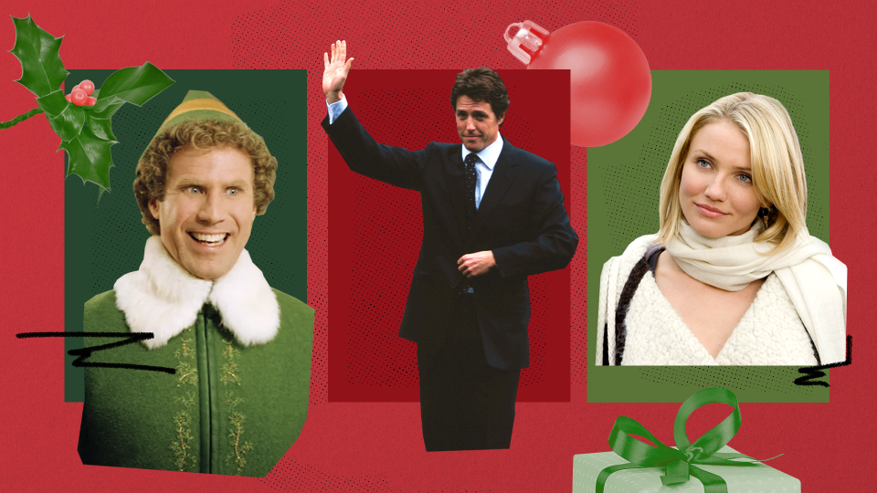 From Elf to The Holiday, here are the best holiday movies of the 2000s. (Illustration by Maayan Pearl, Photos by Getty)