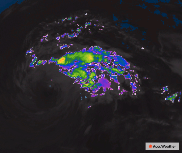 This image, captured on Sunday, July 16, 2023, shows Calvin over the eastern Pacific. (AccuWeather Enhanced RealVue™ Satellite)