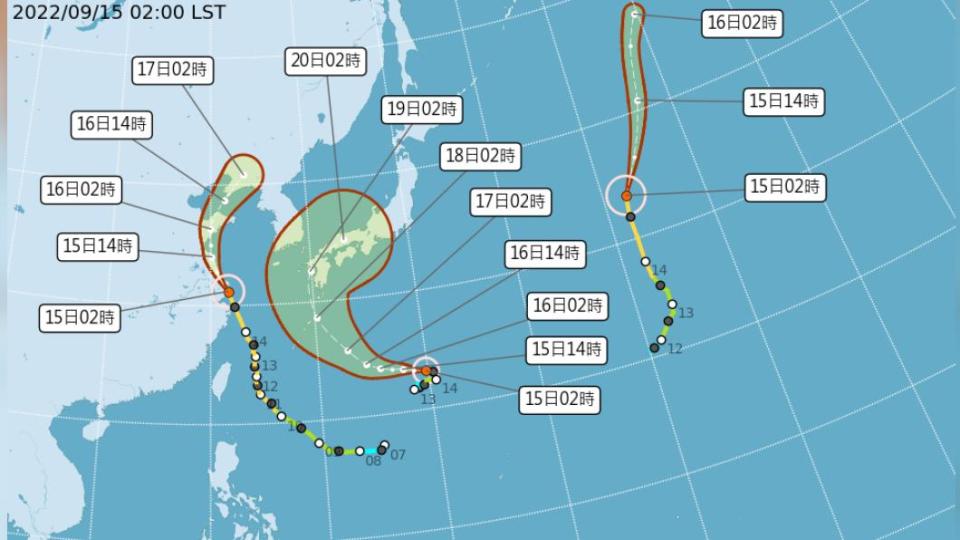 颱風路徑預測。（圖／中央氣象局）