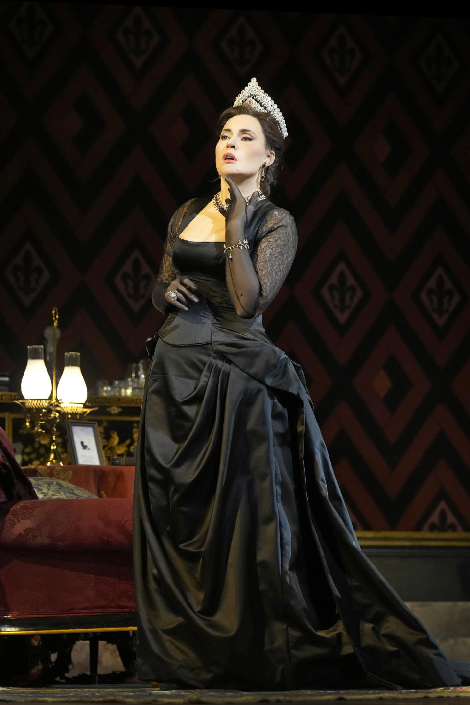 This image provided by Met Opera shows Sonya Yoncheva in the title role of Giordano's "Fedora." (Ken Howard/Met Opera via AP)