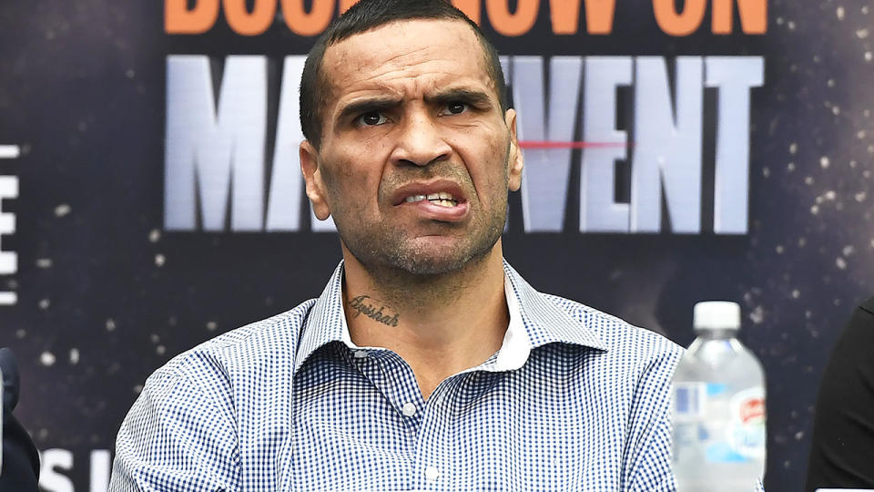Anthony Mundine looks on during a media opportunity. (Photo by Albert Perez/Getty Images)