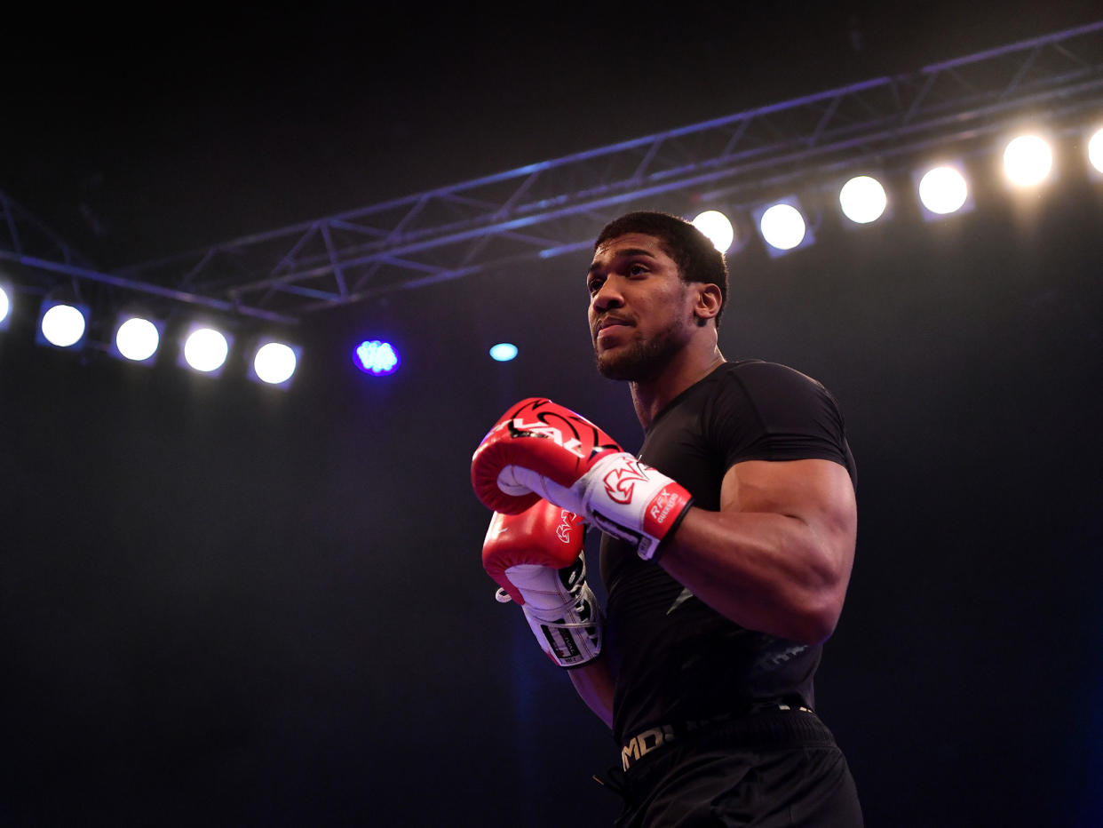 Anthony Joshua during Wednesday's public workout: Getty