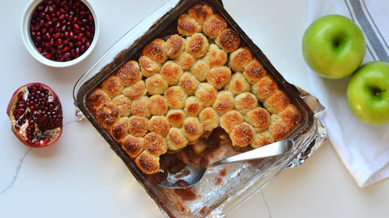 fruit cobbler in pan