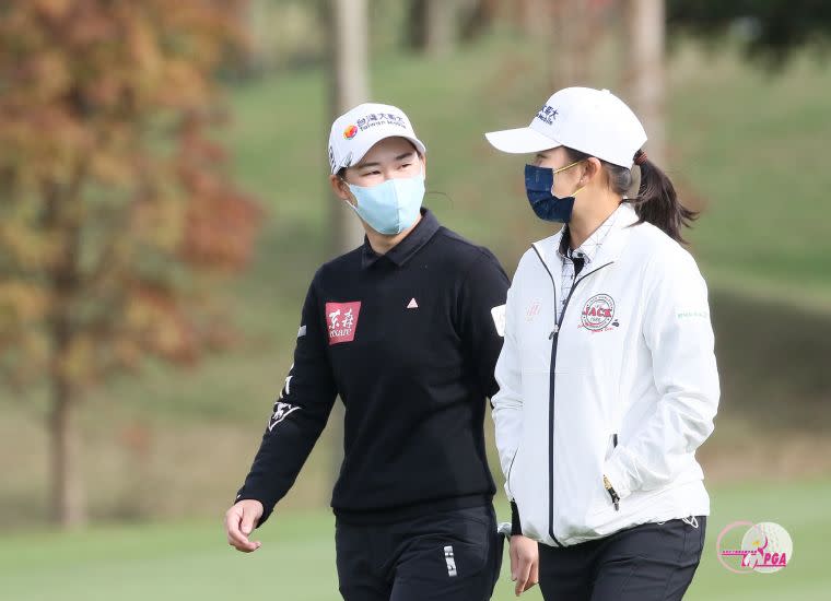 李旻(-3)與徐薇淩(+1)第二回合同組競技。TLPGA提供_葉勇宏攝