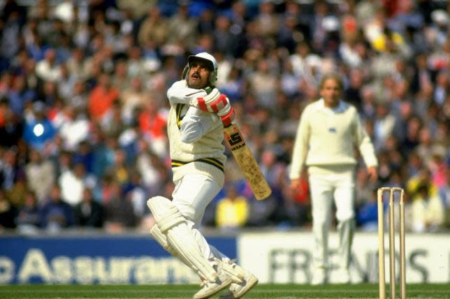 Manzoor Elahi strikes the ball during Pakistan vs England in 1987.