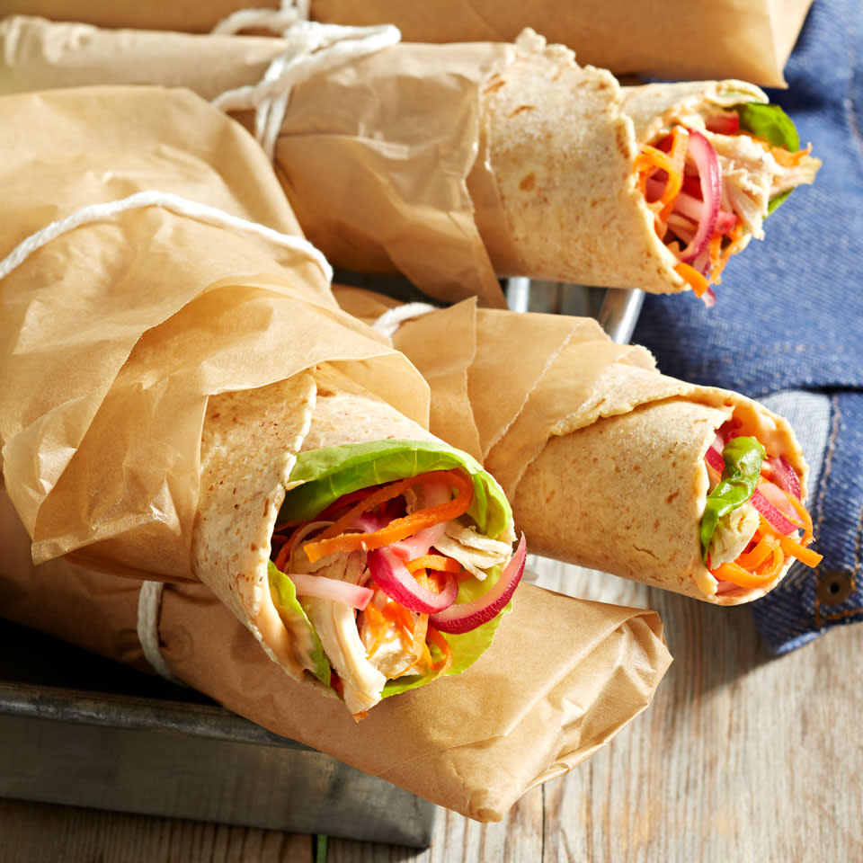 Pulled Chicken & Pickled Veggie Wraps