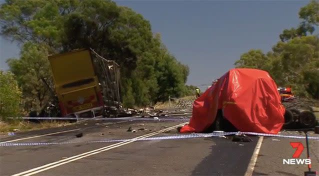 The fatal crash scene. Source: 7News