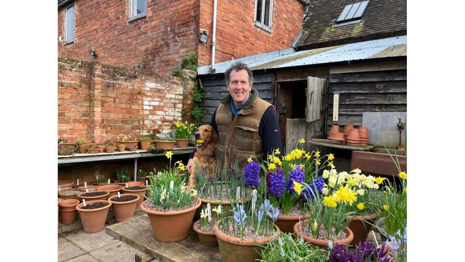 Monty Don,Monty Don at Longmeadow with his dog, Ned on Gardeners' World 