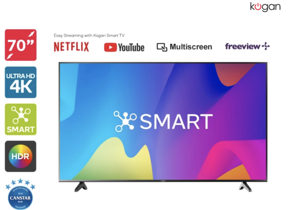 Kogan 70" Smart HDR 4K LED TV on sale at Dick Smith. Photo: Dick Smith