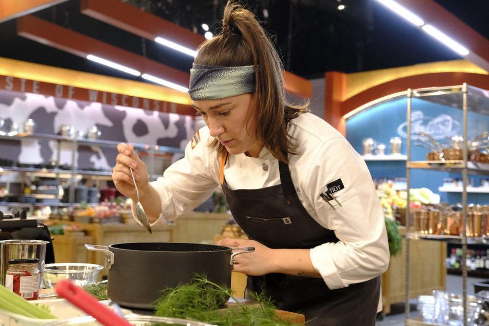Savannah's inventive dessert, a squash and maple jelly cake, wowed the judges, leading to her first Elimination Challenge win on "Top Chef: Wisconsin."