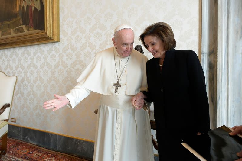 U.S. Speaker of the House Nancy Pelosi meets with Pope Francis at the Vatican