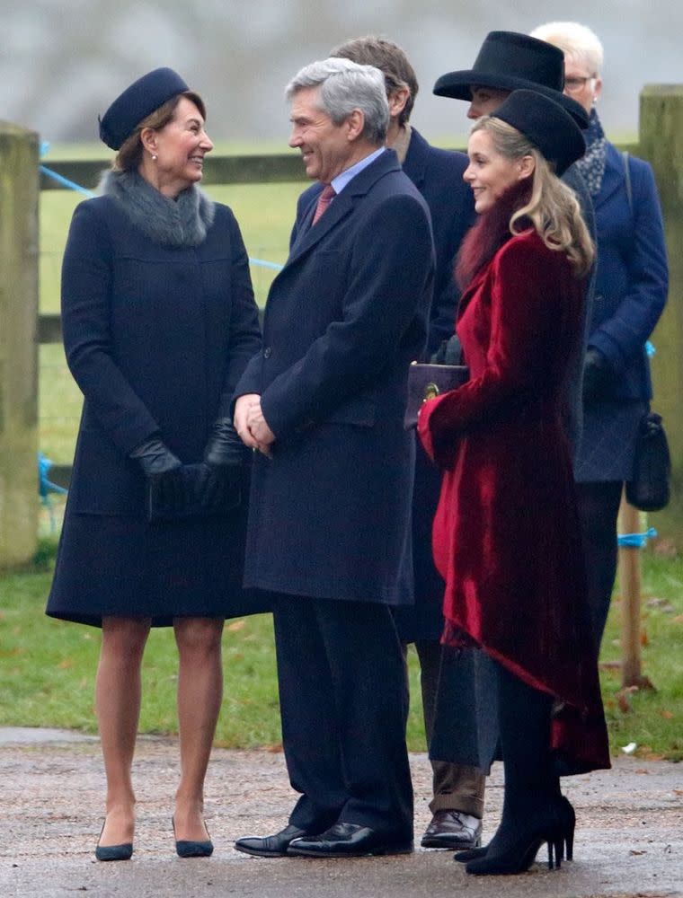 Carole and Michael Middleton attending church services in Sandringham (with Kate's close friend, Sophie Carter) in January 2017.