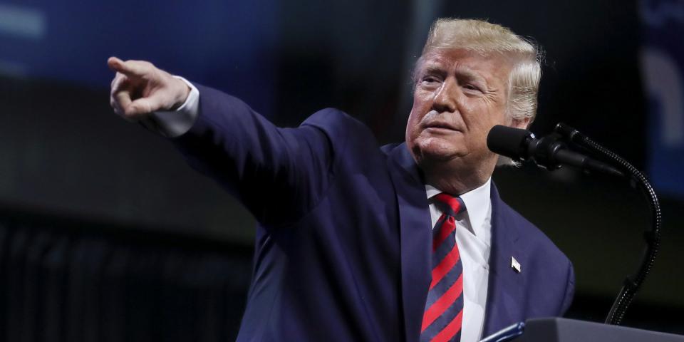 FILE PHOTO: U.S. President Donald Trump delivers remarks at the International Association of Chiefs of Police annual conference and expo in Chicago, Illinois, U.S., October 28, 2019. REUTERS/Leah Millis/File Photo