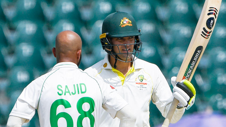 Alex Carey made a half century against Pakistan after surviving a bizarre moment early in his innings. Pic: Getty