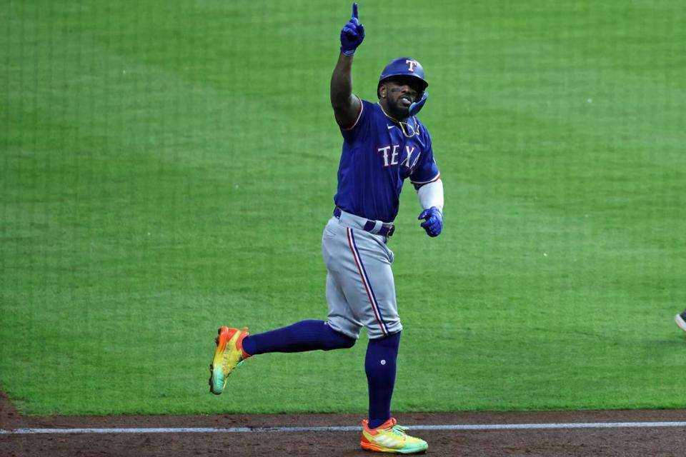 Con una espectacular línea ofensiva de 357/.400/.893, más cinco cuadrangulares y 15 impulsadas, Adolis García fue el puntal más alto de los Rangers en la Serie de Campeonato ante los Astros de Houston. Thomas Shea/Thomas Shea-USA TODAY Sports