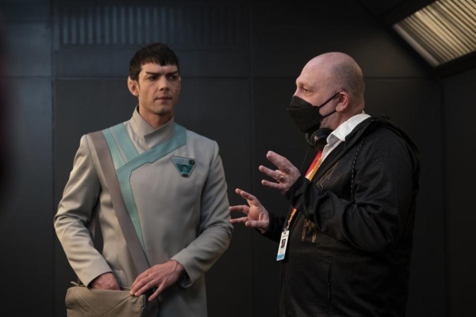 Behind the scenes with Ethan Peck of the Paramount+ original series STAR TREK: STRANGE NEW WORLDS. Photo Cr: Marni Grossman/Paramount+ ©2022 CBS Studios Inc. All Rights Reserved. - Credit: Marni Grossman/Paramount+