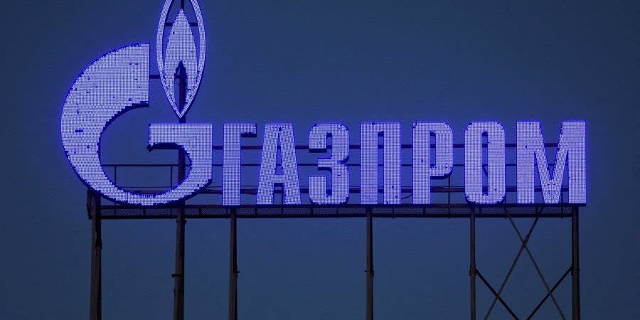 Gazprom Saint Petersburg logo sign, March 31, 2022.