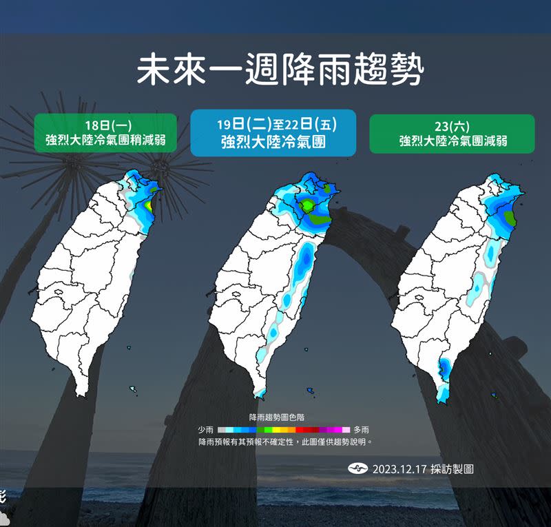 大台北地區未來一週都是屬於容易下雨的天氣。（圖／氣象署）