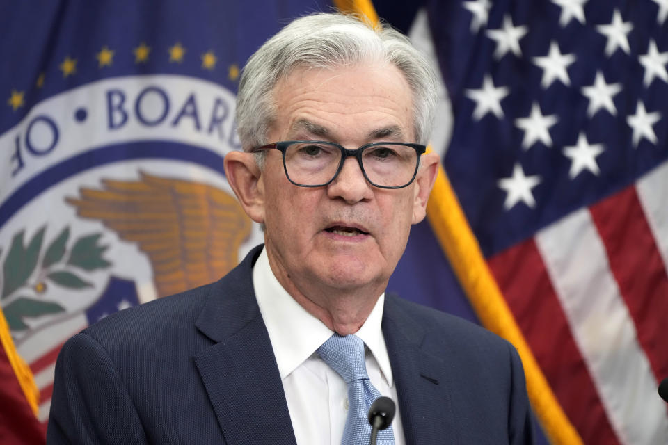 Federal Reserve Chair Jerome Powell speaks during a news conference Wednesday, Dec. 14, 2022, at the Federal Reserve Board Building, in Washington. (AP Photo/Jacquelyn Martin)