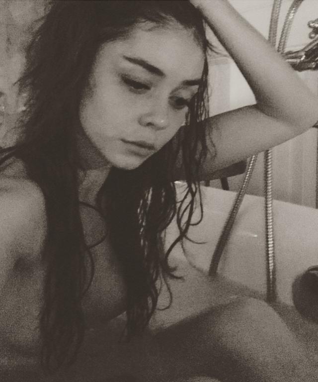 Sarah Hyland Strips Down in the Bathtub for 'Raw' Black-and-White Photo  Shoot