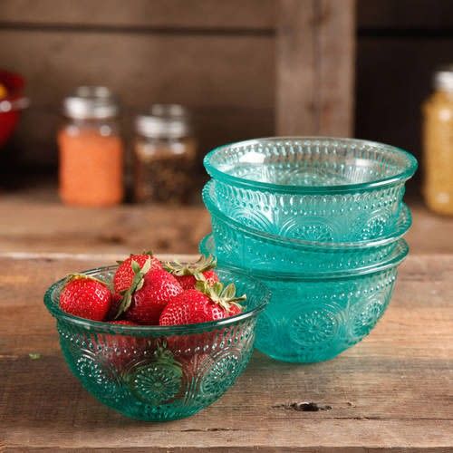 The Pioneer Woman Cassie Glass Canister 3 Pc Set, Teal 