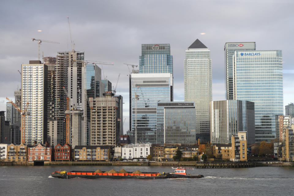 Under threat: London’s Canary Wharf financial district. Photo: Leon Neal/Getty Images.