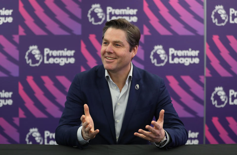 LONDON, ENGLAND - FEBRUARY 04: Richard Masters, Chief Executive of Premier League, addresses journalists during a media briefing on February 04, 2020 in London, England. (Photo by Alex Morton/Getty Images for Premier League)