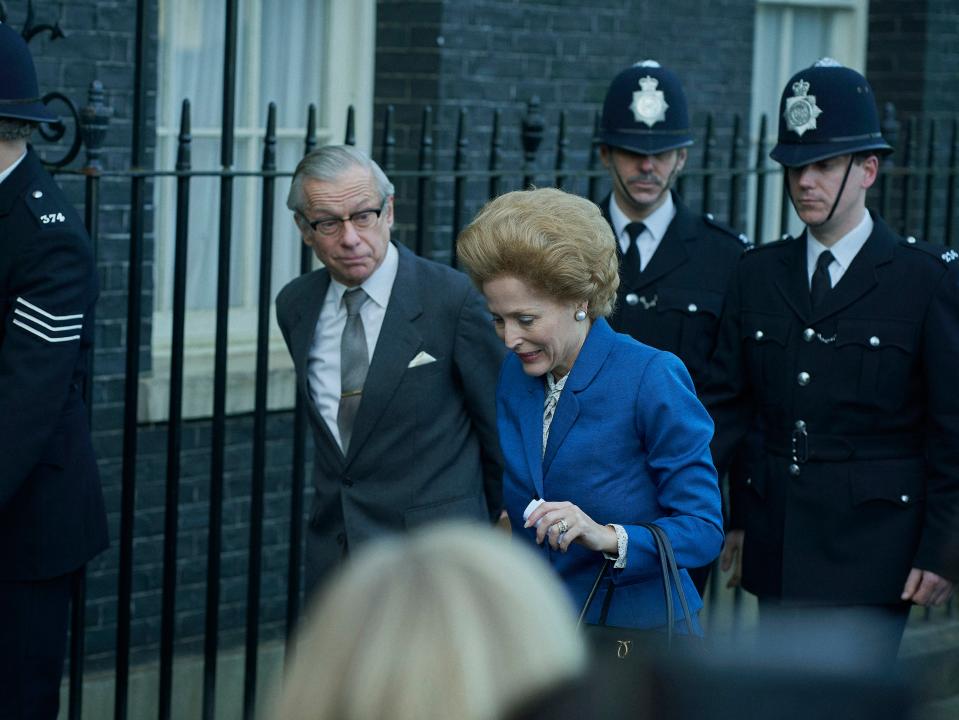 Margaret and Denis Thatcher as played in The Crown by Gillian Anderson and Stephen Boxer (Des Willie/Netflix)