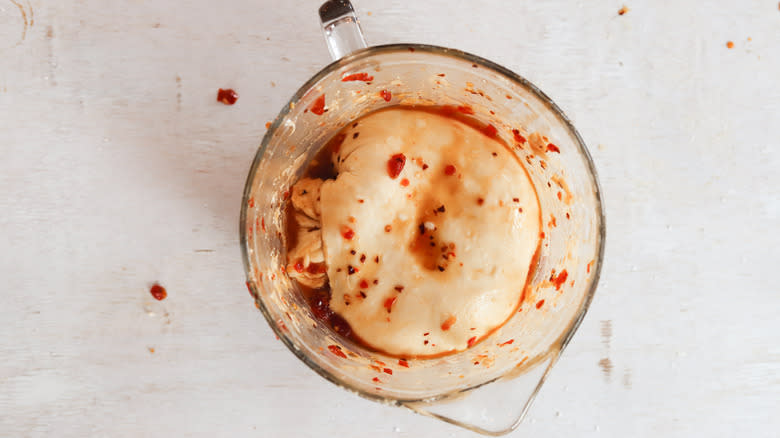 hot honey sourdough in glass bowl