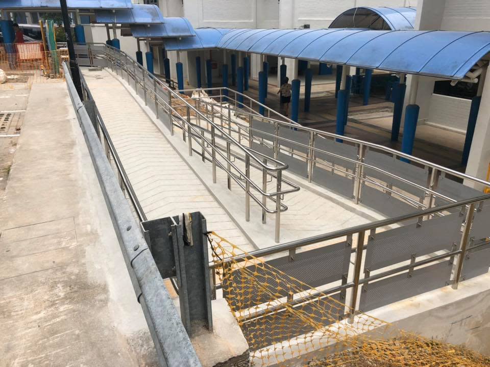 Barrier-Free-Access (BFA) ramp at Blk 108 Bedok Reservoir Road. PHOTO: Pritam Singh/Facebook