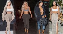 <p>The 37-year-old reality star first rocked a bra as a top over the summer, when she attended the <a rel="nofollow" href="https://www.yahoo.com/lifestyle/kim-kardashian-kerry-washington-more-slideshow-wp-171453494.html" data-ylk="slk:opening of Balmain’s flagship Los Angeles boutique;elm:context_link;itc:0;outcm:mb_qualified_link;_E:mb_qualified_link;ct:story;" class="link  yahoo-link">opening of Balmain’s flagship Los Angeles boutique</a>. She carried the look into her Fashion Week ensembles, and most recently has been spotted wearing the midriff-baring look in pieces from <a rel="nofollow noopener" href="https://www.instagram.com/p/BcKwG-glcRM/?hl=en&taken-by=kimkardashian" target="_blank" data-ylk="slk:Yeezy’s upcoming collection;elm:context_link;itc:0" class="link ">Yeezy’s upcoming collection</a>. (Photo: Backgrid; Getty Images) </p>