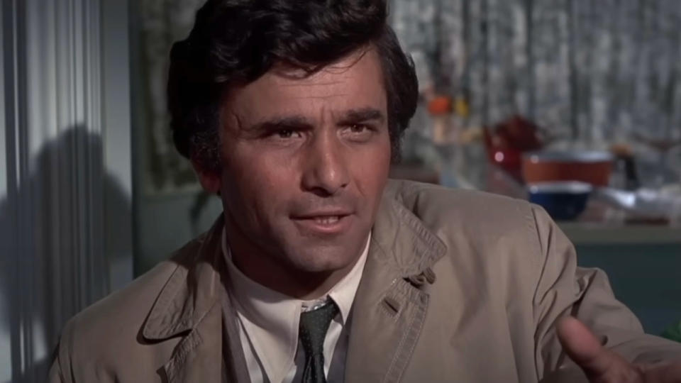 Peter Falk gestures during a conversation in Columbo.