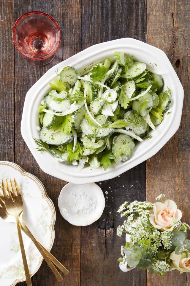 Cucumber, Celery, & Sweet Onion Salad with Sour Cream Dressing