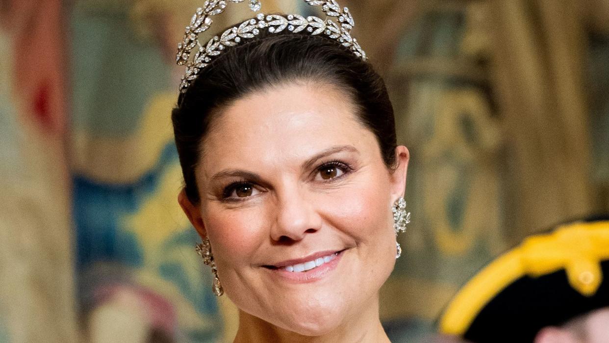 Crown Princess Victoria in white dress and tiara