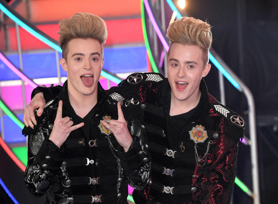 BOREHAMWOOD, ENGLAND - FEBRUARY 03:  Jedward come 2nd after being evicted from the Celebrity Big Brother houseon February 3, 2017 in Borehamwood, United Kingdom.  (Photo by Karwai Tang/WireImage)